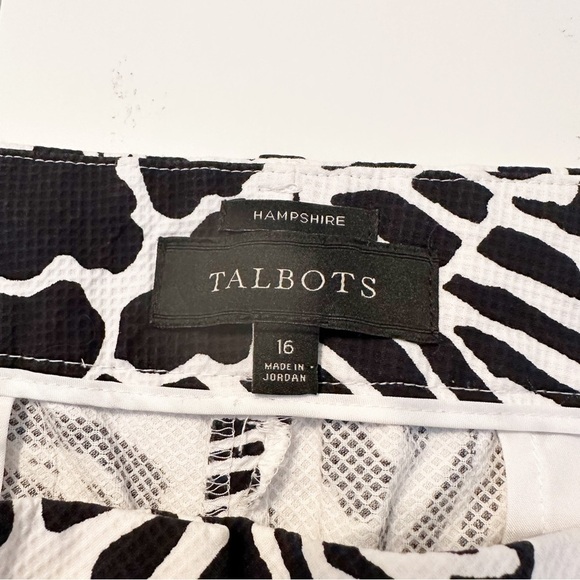 Talbots Hampshire Black White Print Pants - Size 16 - Picture 3 of 13